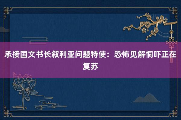 承接国文书长叙利亚问题特使：恐怖见解恫吓正在复苏